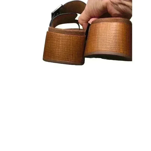 White Mountain Footbeds Leftover 6.5M Black Toe Sandals Buckle Side Slip On - Picture 4 of 6